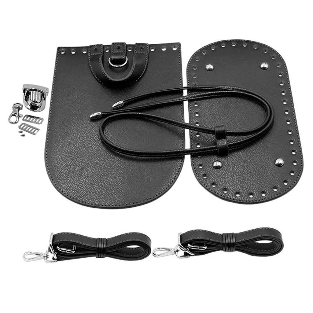 1 Set Leather Knitting Bag Bottom Mat Cushion Bag Handbag Making Black