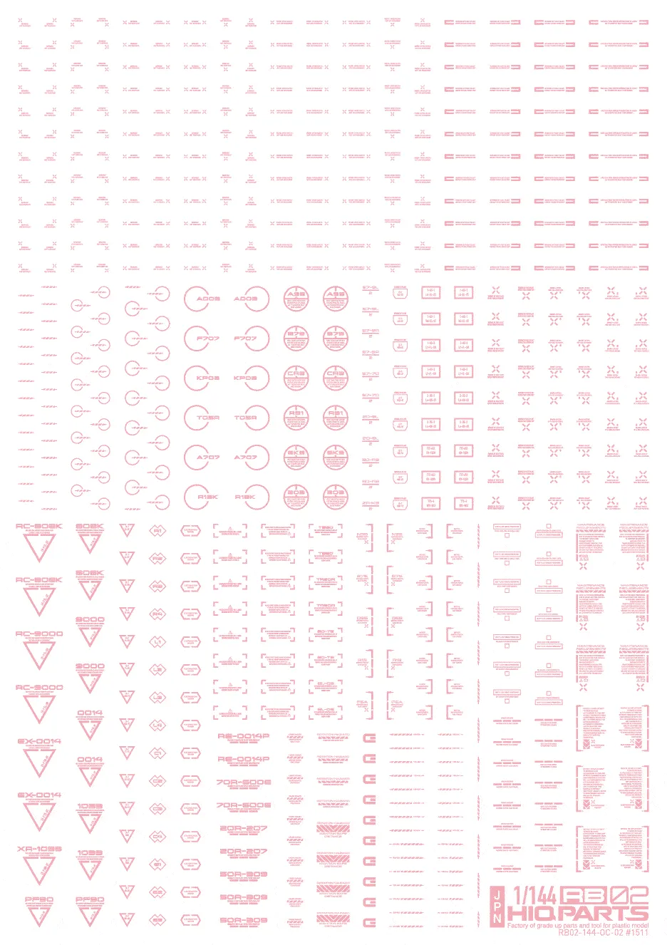 1/144 RB02 Caution Decal Pastel Pink(1pc)