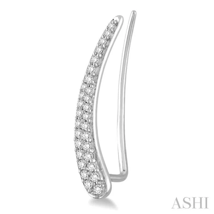 1/2 Ctw Round Cut Diamond Bar Climbers Earrings in 14K White Gold