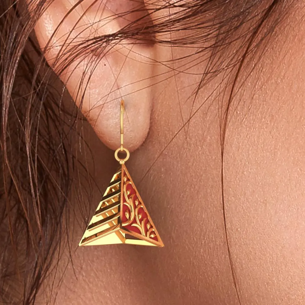 22k Magnificent Reddish-conical Gold Earrings