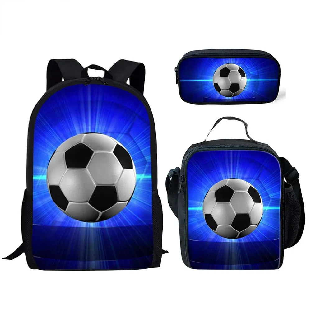 3D Soccer Printed Light Weight School Backpack for Children