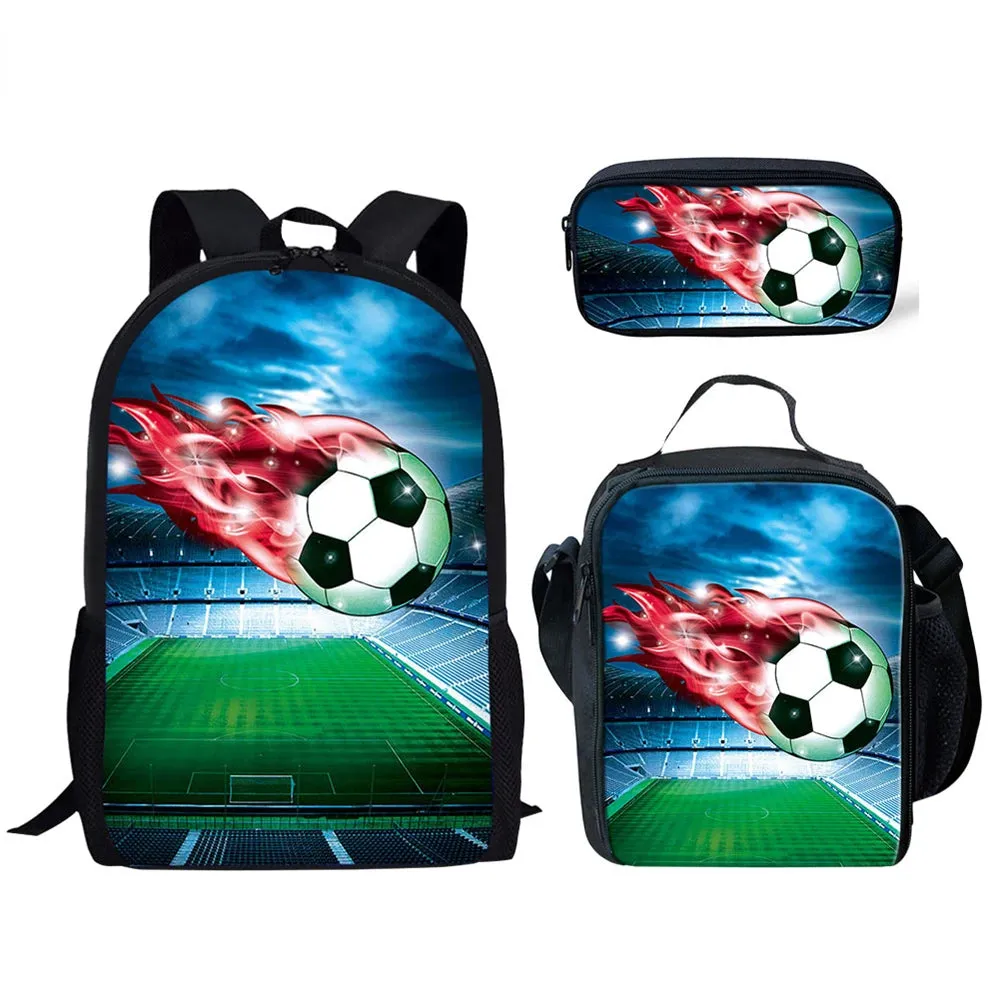 3D Soccer Printed Light Weight School Backpack for Children