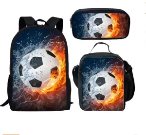 3D Soccer Printed Light Weight School Backpack for Children