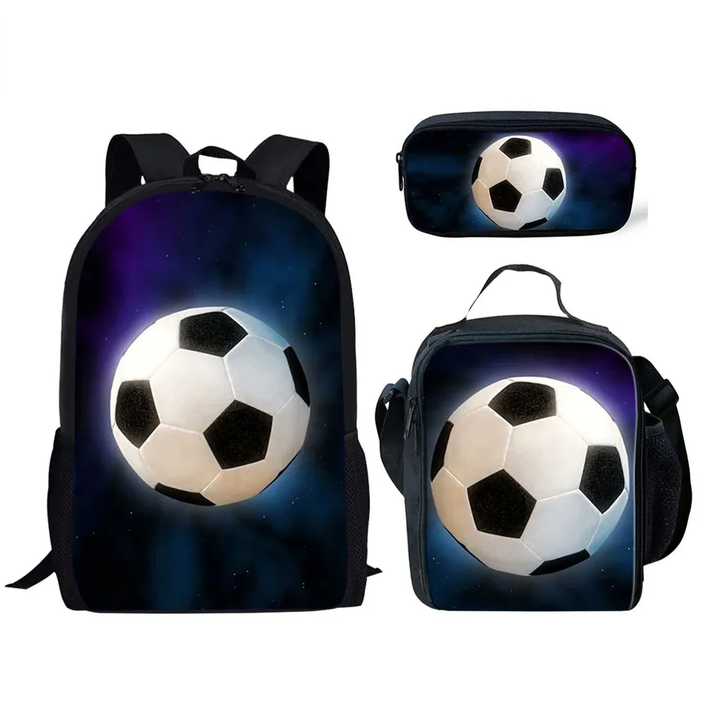 3D Soccer Printed Light Weight School Backpack for Children