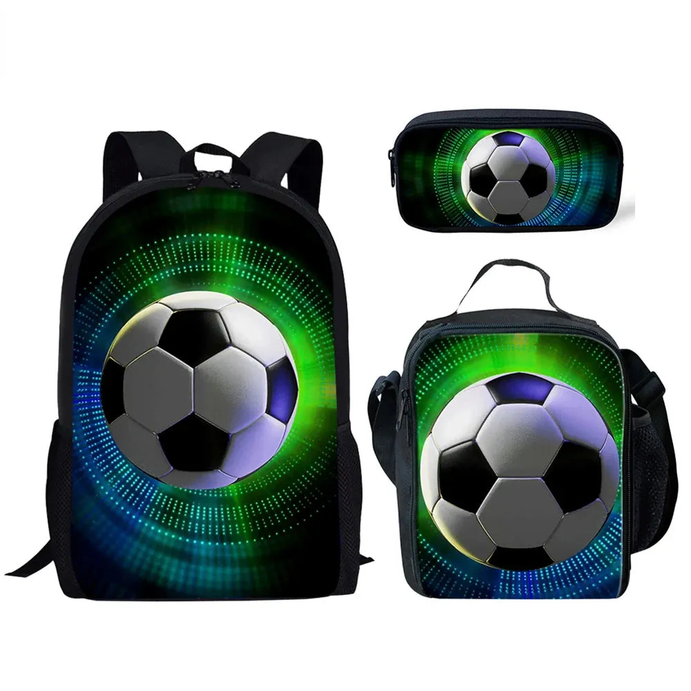 3D Soccer Printed Light Weight School Backpack for Children