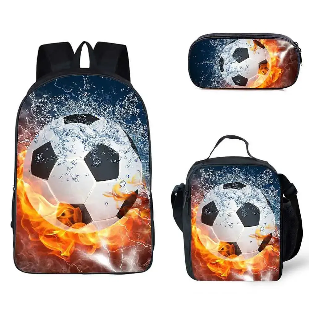 3D Soccer Printed Light Weight School Backpack for Children