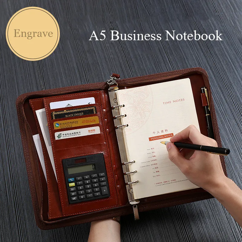 A5 Business Manager Folder Creative Zipper Bag Office Folder Work Meeting Record Book