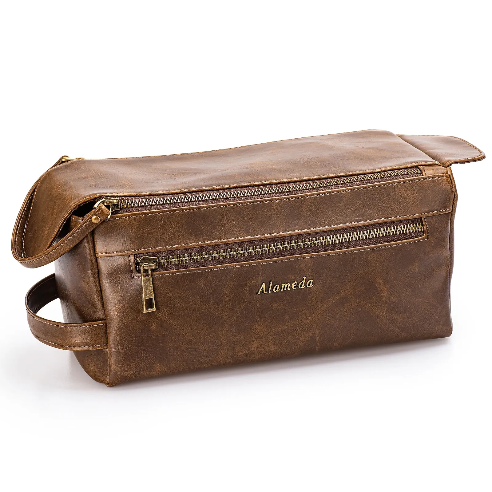 Alameda Toiletry Bag for Men Dopp Kit Water-resistant PU Leather Toiletries Organizer