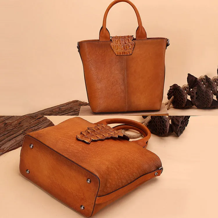 Alligator Pattern Womens Brown Leather  Crossbody Tote Purse Handbags for Women