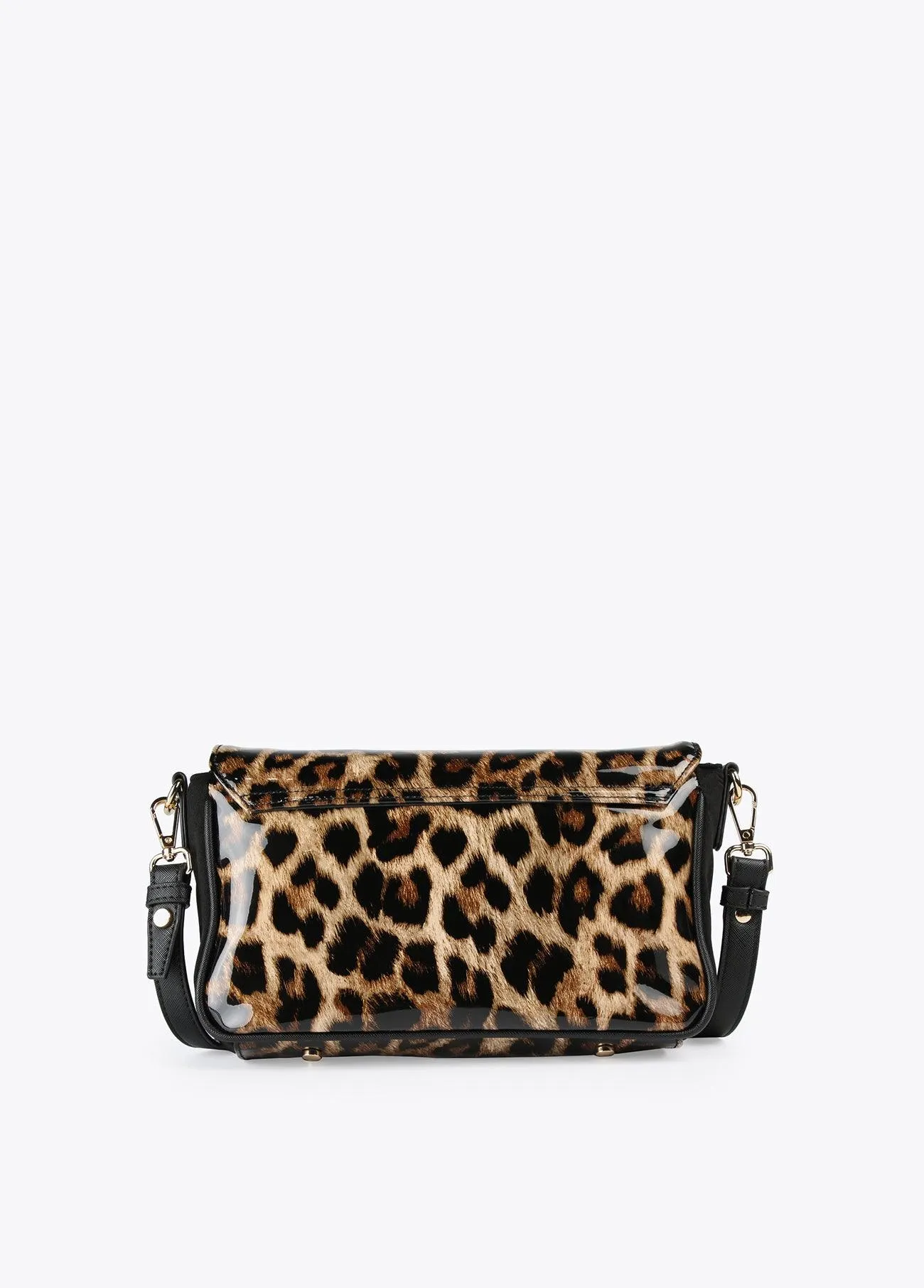 Animal print laminated effect crossbody bag