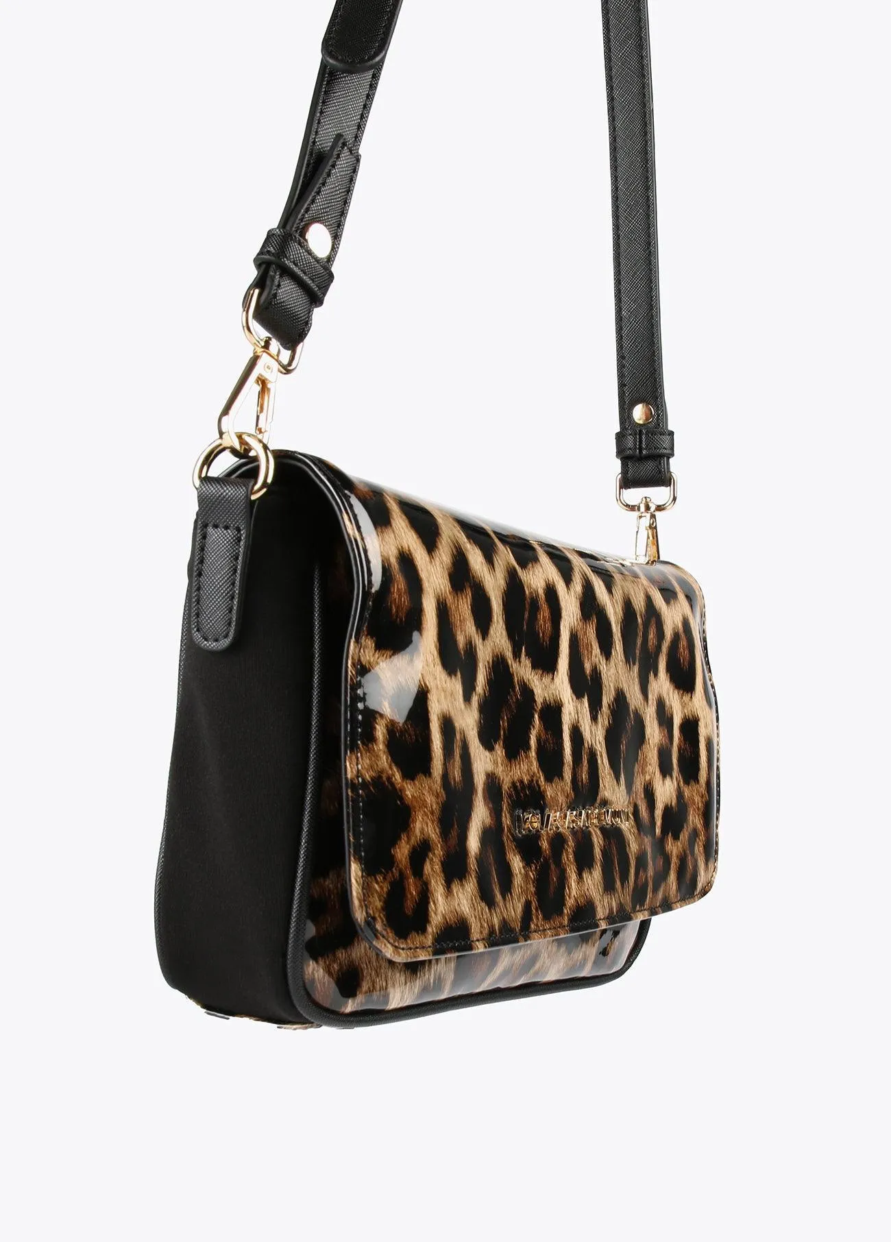 Animal print laminated effect crossbody bag