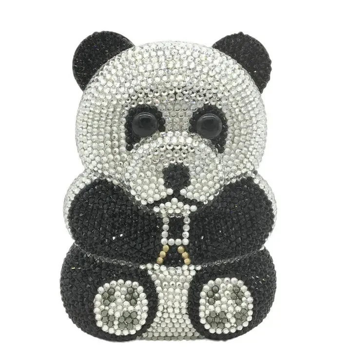 Animal Shaped Luxury Evening Bag Crystal Rhinestones Clutch Bag Party Wedding Bridal Purse Rhinestone Teddy Bear Purse Bag