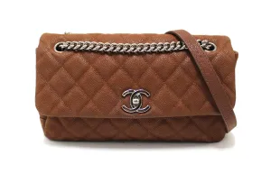 Authentic Chanel Classic Brown Caviar Leather Jumbo Single Flap bag