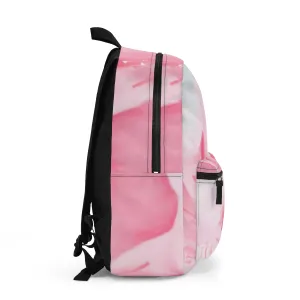 Backpack for School/Work/Travel - Waterproof Fabric, Pink Flower