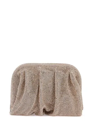 Benedetta Bruzziches Compact Pleated Light Gold Rhinestone Evening Bag