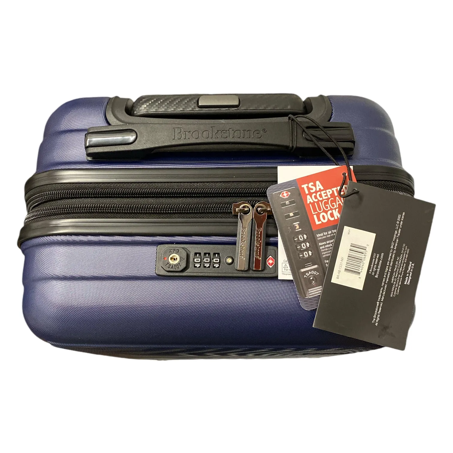 Brookstone Nelson 21" Carry-On Hardside Spinner Luggage, Navy