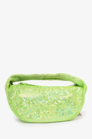 By Far Green Metallic Baby 'Cush' Mini Bag with Chain