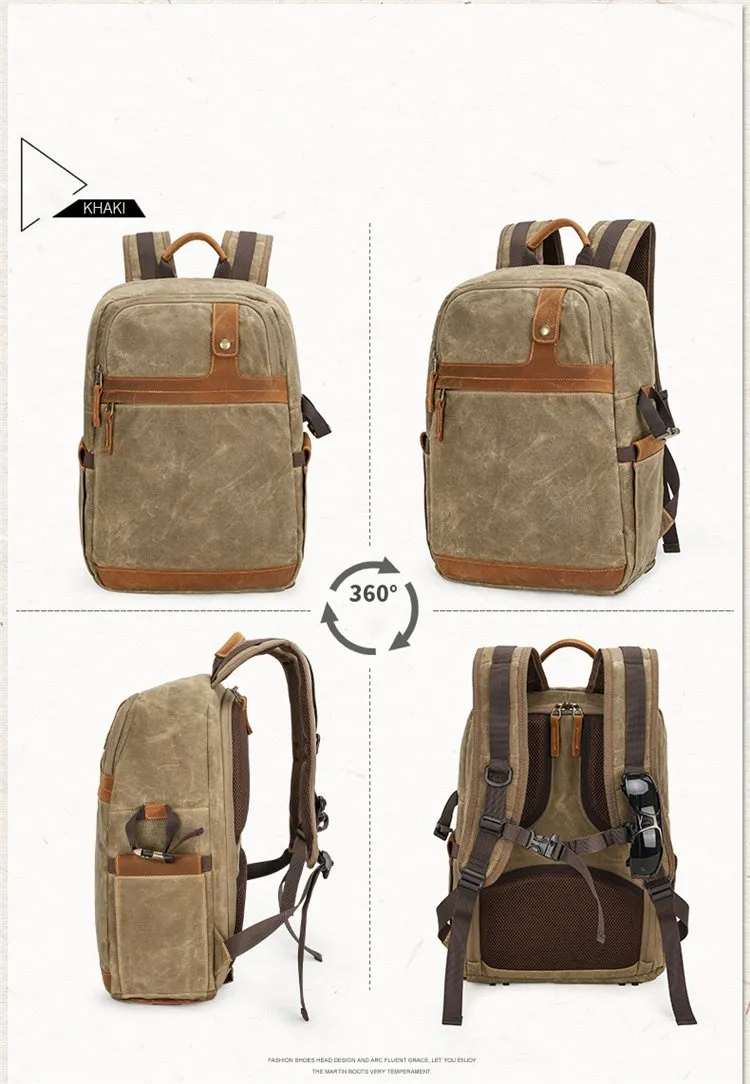 Canvas Waterproof Mens Large Nikon Camera Backpack Canon Camera Bag Dslr Camera Bag for Men