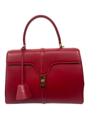 Celine Red Leather Turnlock Gold Hardware Flap Top Handle Bag