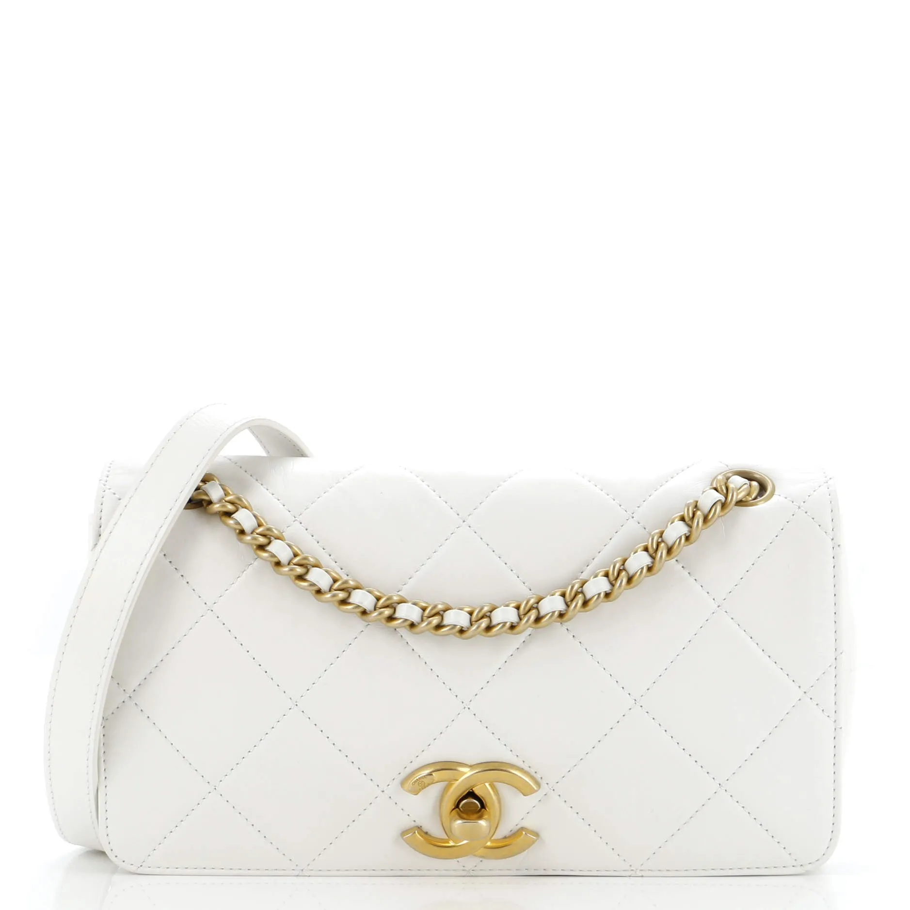 CHANEL CC Full Flap Bag Quilted Lambskin Small