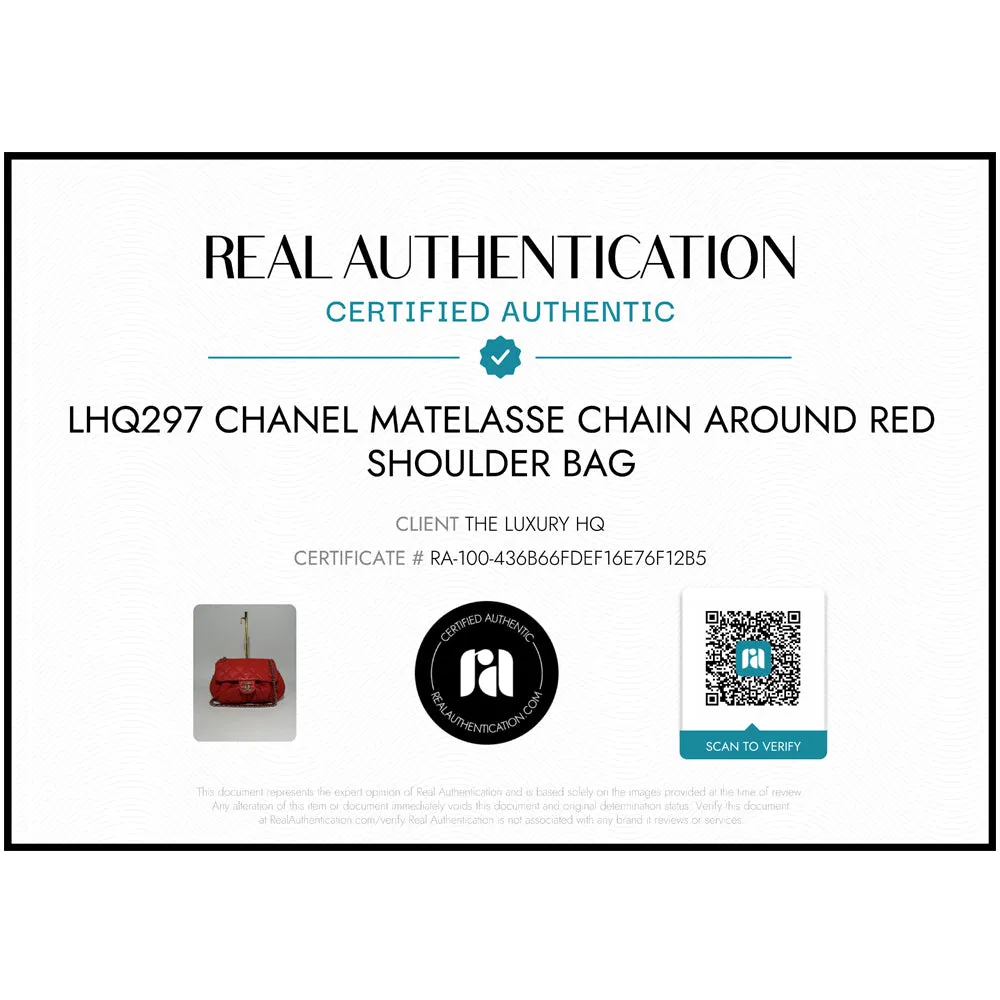 CHANEL Matelasse Chain Around Red Shoulder Bag LHQ297