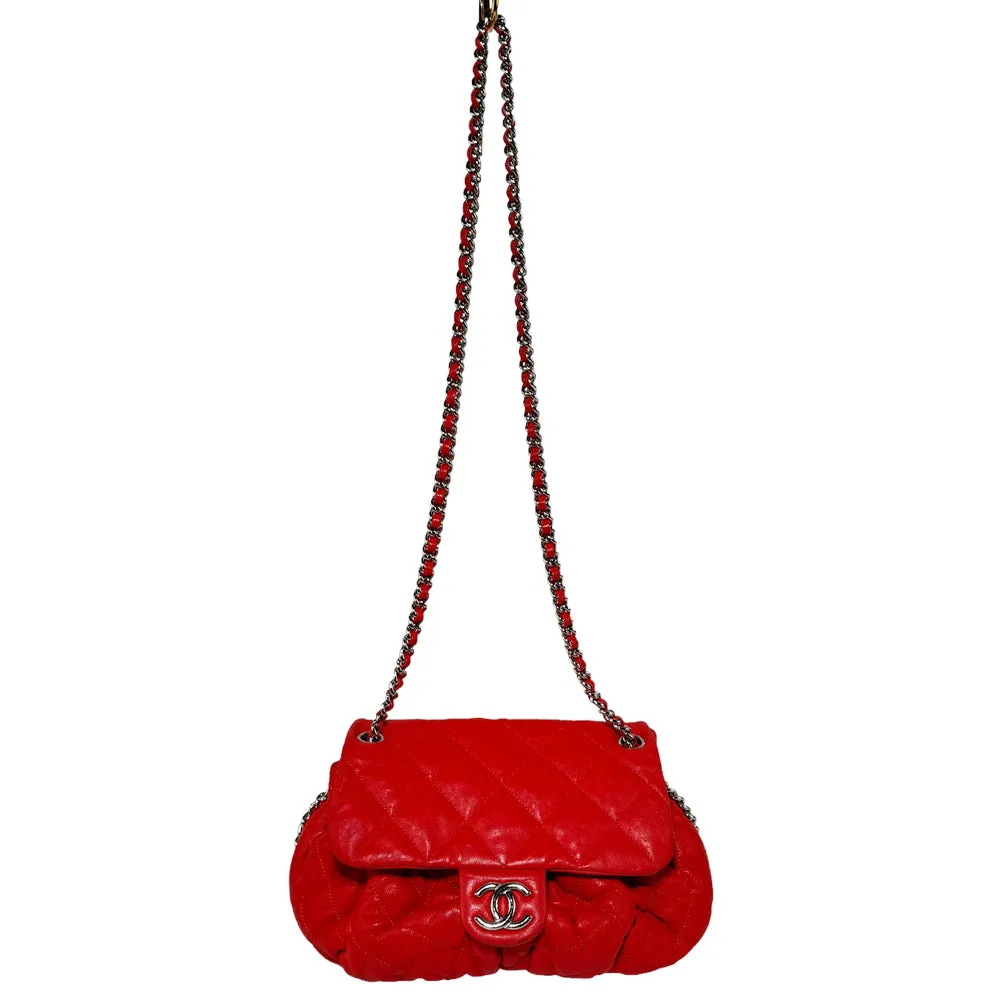 CHANEL Matelasse Chain Around Red Shoulder Bag LHQ297