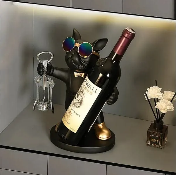 Chic French Bulldog Wine Holder: A Stylish Canine Butler Design for Holding Your Favourite Bottle, Resin Sculpture for Table Decoration