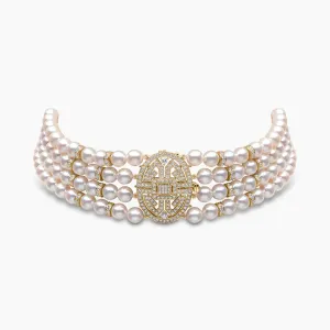 Classic 18K Yellow Gold Akoya Pearl Choker