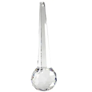 Combination Drop Ball Crystal 4 inches Clear Prism with Faceted Ball