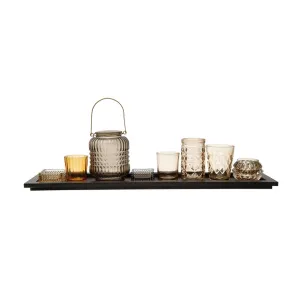 Creative Co-op - Glass Tealight Holders with Black Tray