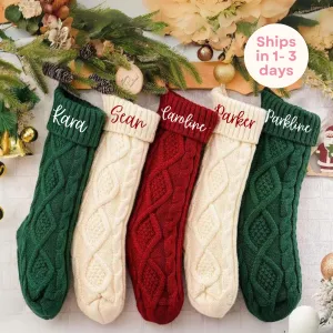 Custom Embroidered Knitted Christmas Stocking Personalized Holiday Stocking  Decor Festive Gift Mantel Stocking Family Christmas Stocking