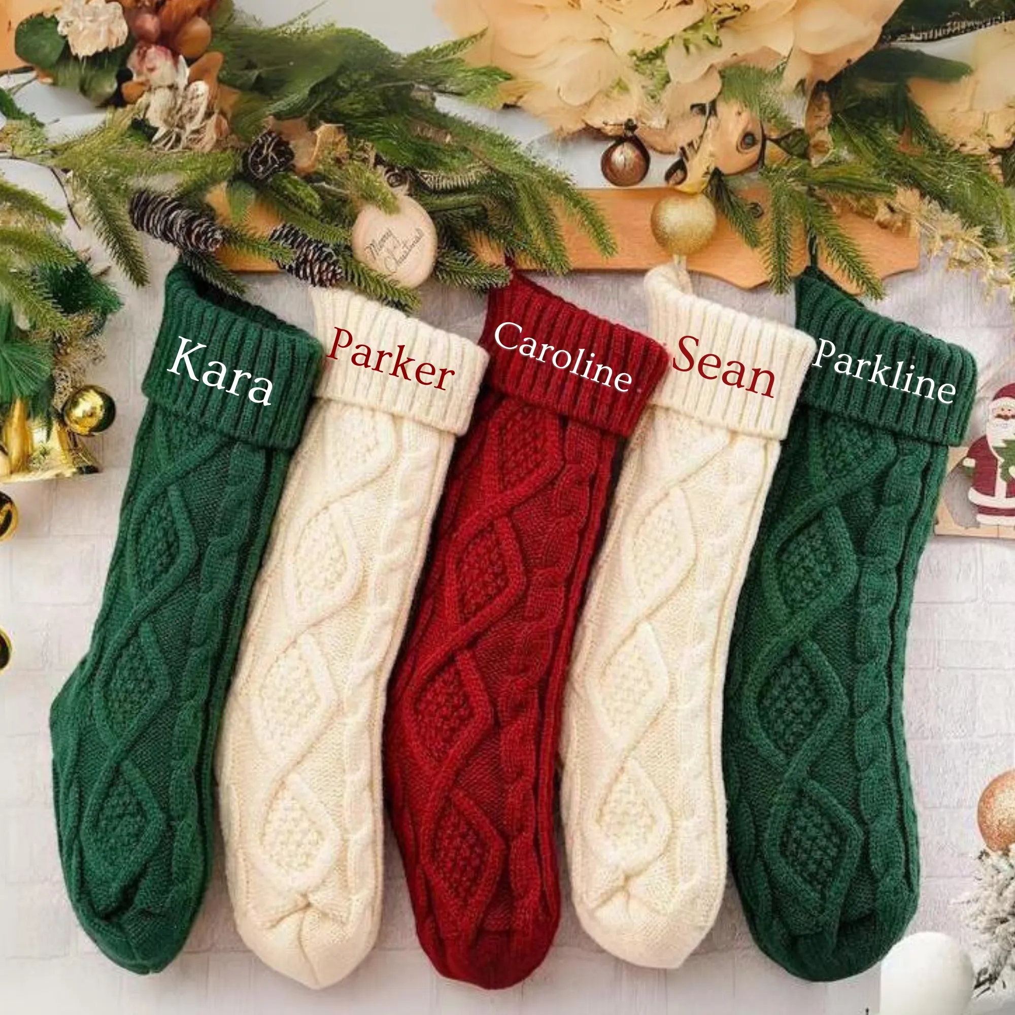 Custom Embroidered Knitted Christmas Stocking Personalized Holiday Stocking  Decor Festive Gift Mantel Stocking Family Christmas Stocking