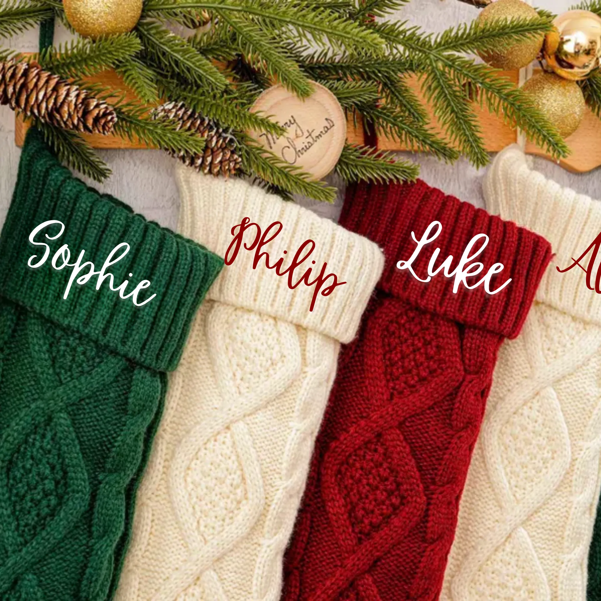 Custom Embroidered Knitted Christmas Stocking Personalized Holiday Stocking  Decor Festive Gift Mantel Stocking Family Christmas Stocking