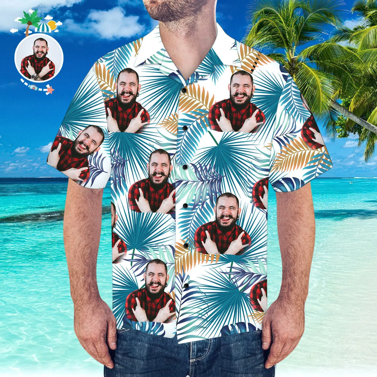 Custom Face Hawaiian Shirt Summer Beach Hawaiian Shirt Custom Shirt with Boyfriends Face