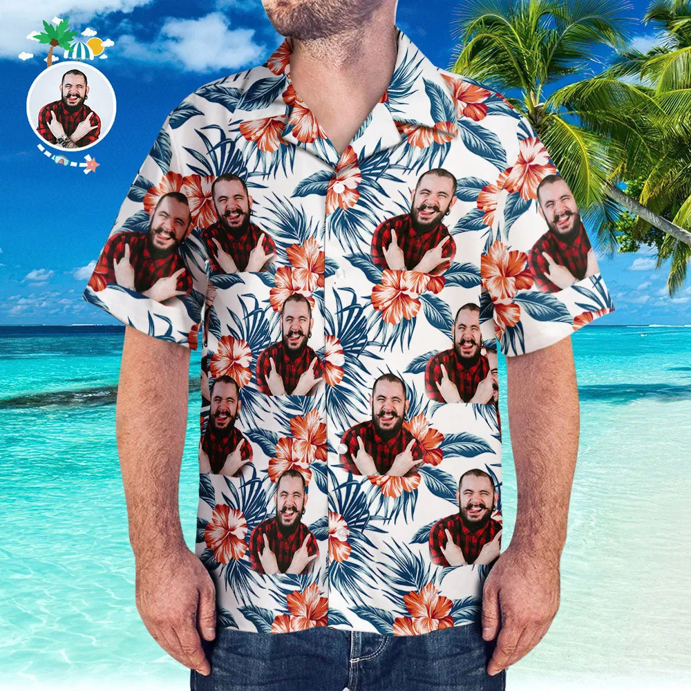 Custom Hawaiian Shirt with Girlfriend Face Personalised Beach Hawaiian Shirt