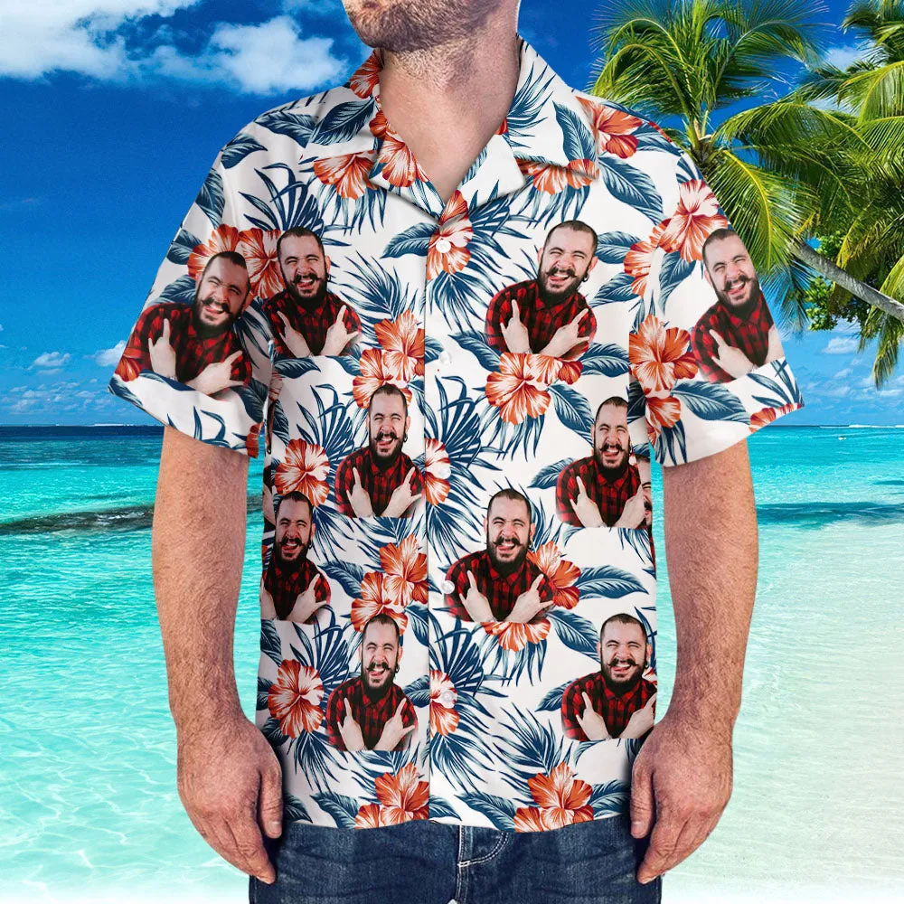 Custom Hawaiian Shirt with Girlfriend Face Personalised Beach Hawaiian Shirt