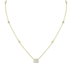 Diamond Station Pendant with Radiant Cut Center Stone