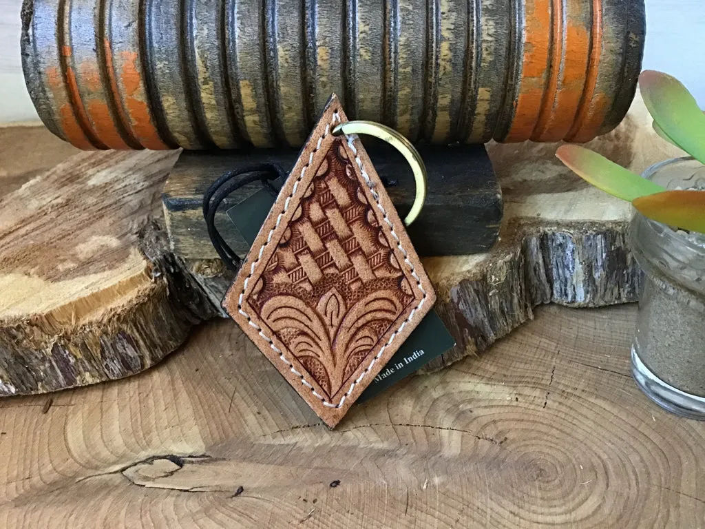 Diamond Tooled Leather Key Chain