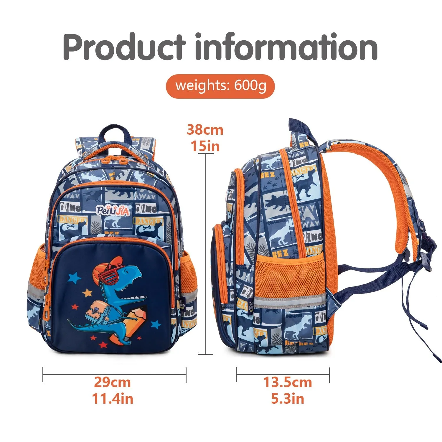 Dinosaur Design Backpack with pouch for Kids