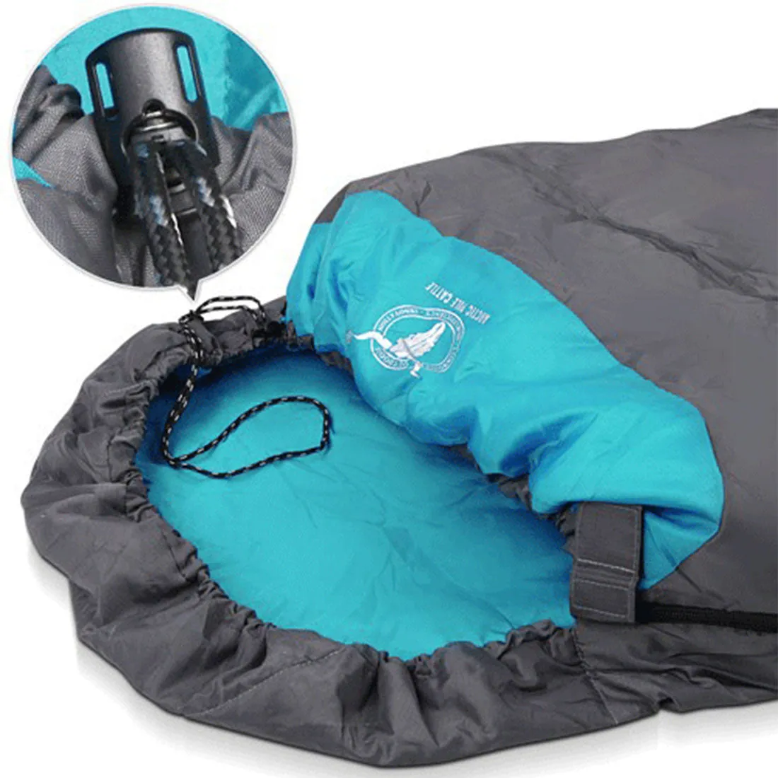 Double Camping Envelope Twin Sleeping Bags Thermal Hiking Summer Compact - green