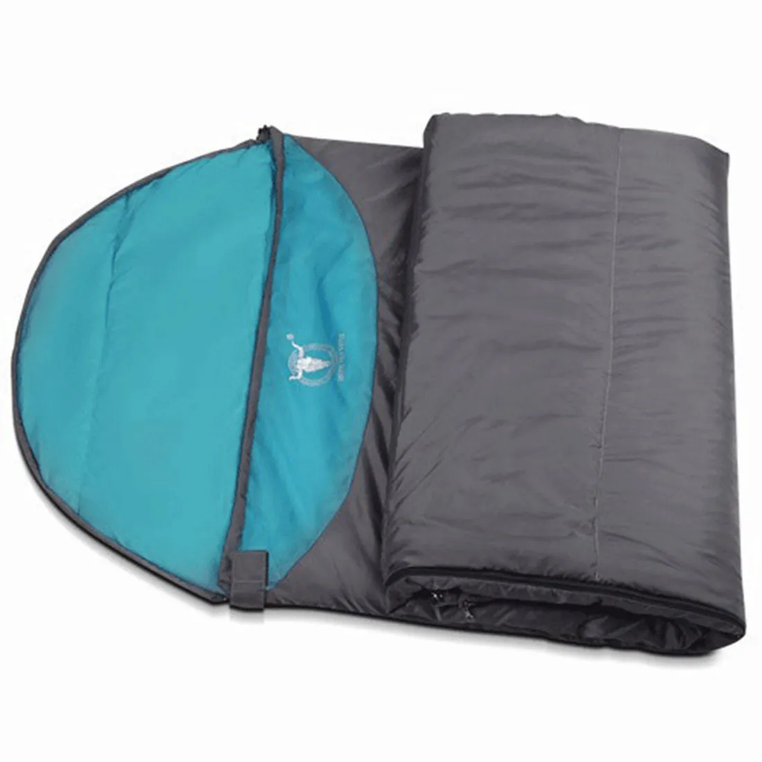 Double Camping Envelope Twin Sleeping Bags Thermal Hiking Summer Compact - green