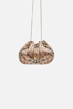 DRAWSTRING POUCH WITH CHAIN STRAP ROSE GARDEN REVOLUTION