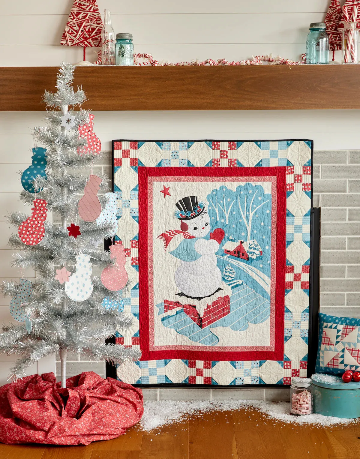 Fabric, Winter in Snowtown by Buttermilk Basin - Light Blue Tossed Snowmen (by the yard)