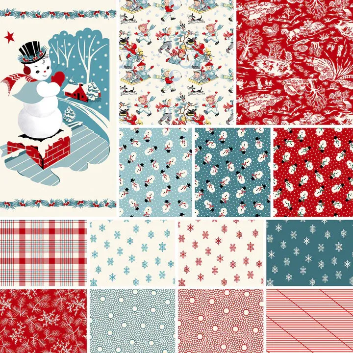 Fabric, Winter in Snowtown by Buttermilk Basin - Light Blue Tossed Snowmen (by the yard)