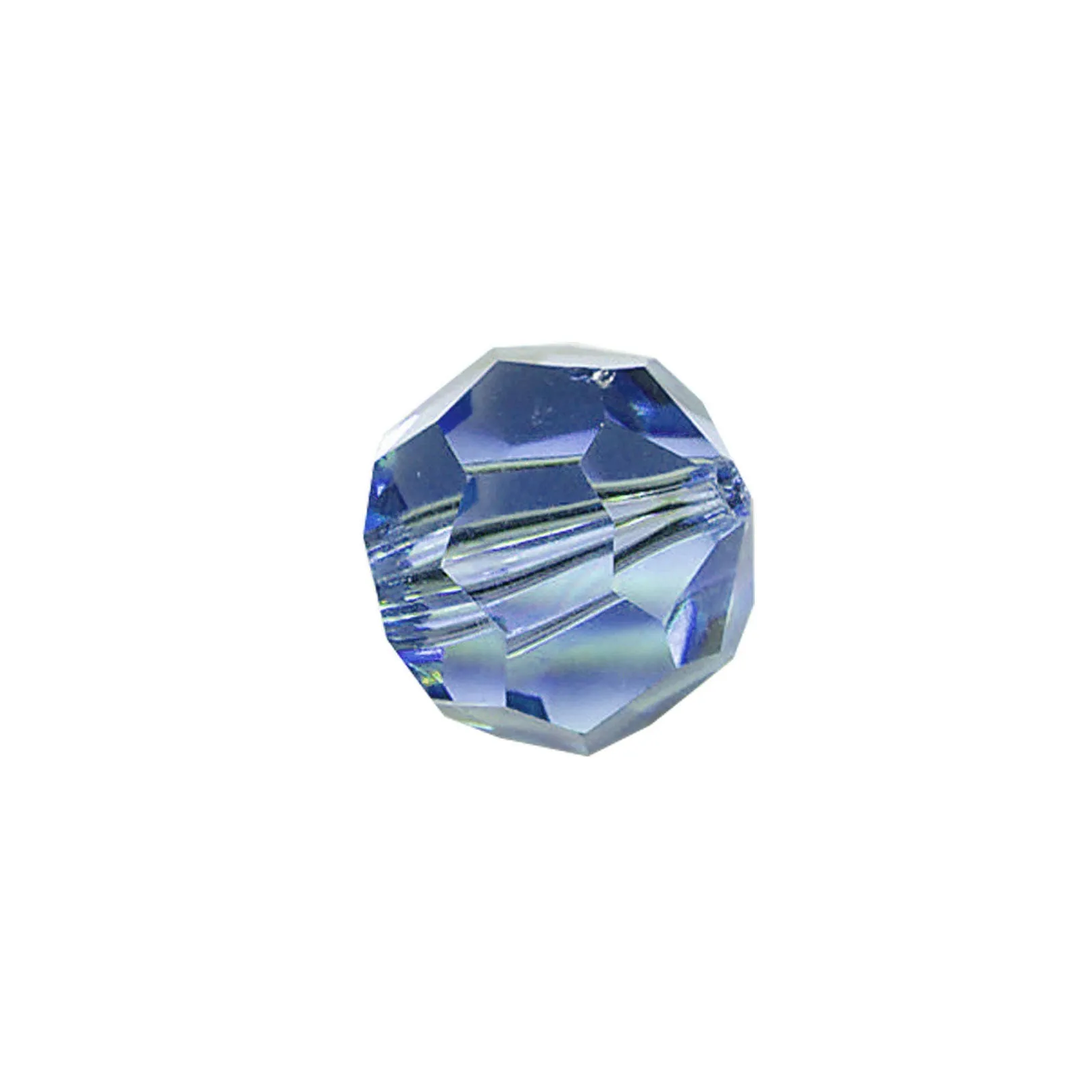 Faceted Round Bead Crystal 8mm Blue Prism with Hole Through