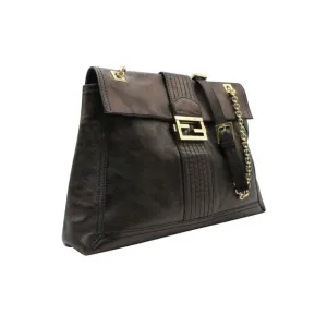 FENDI Maxi Baquette In Metallic Bronze With Gold Hardware