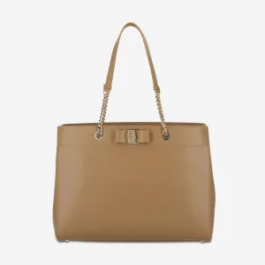 Ferragamo Vara Bow Camel Smooth Leather Women's Shoulder Bag 21H500-753250