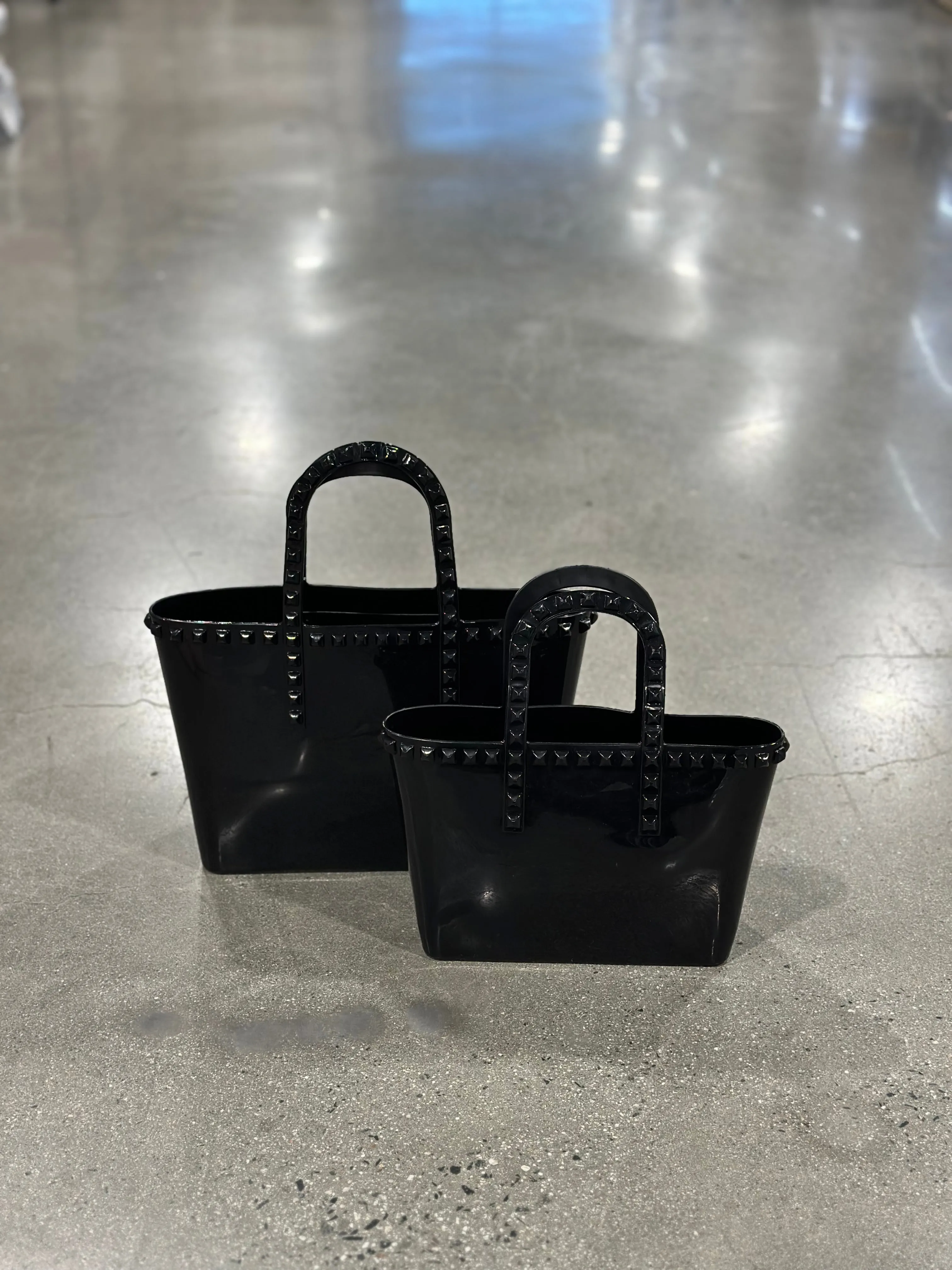 FINAL SALE!! Rockstud PVC Resort Bound Tote in Black