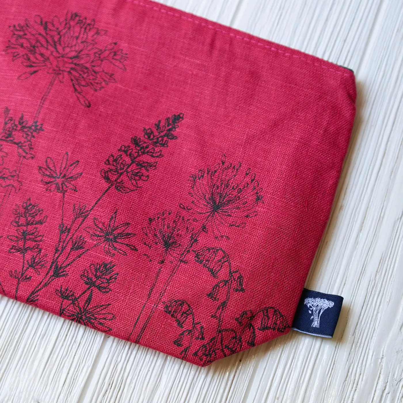 Garden Toiletry Bag ~ Raspberry Red Linen