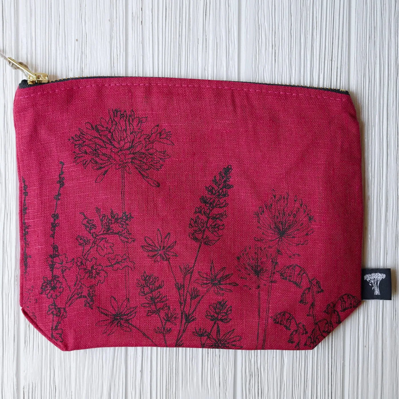 Garden Toiletry Bag ~ Raspberry Red Linen